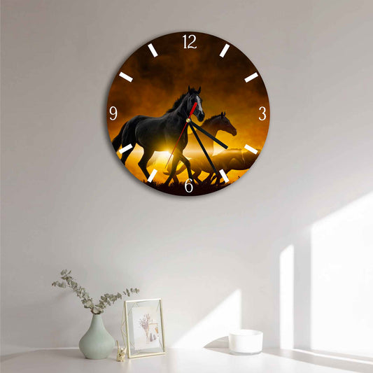 ZENTOR Three Horses Acrylic Wall Clock