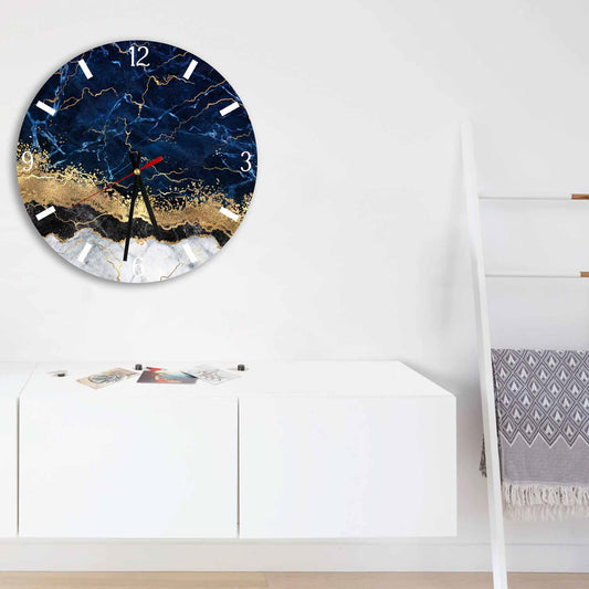 BLAXON Blue Gold Abstract Acrylic Wall Clock