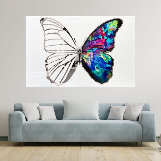 JOLIE 3D Silver Butterfly Acrylic Mirror Prints