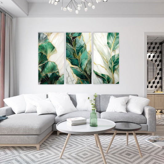 CALISTA Glam Green and Gold Modern Acrylic Wall Art