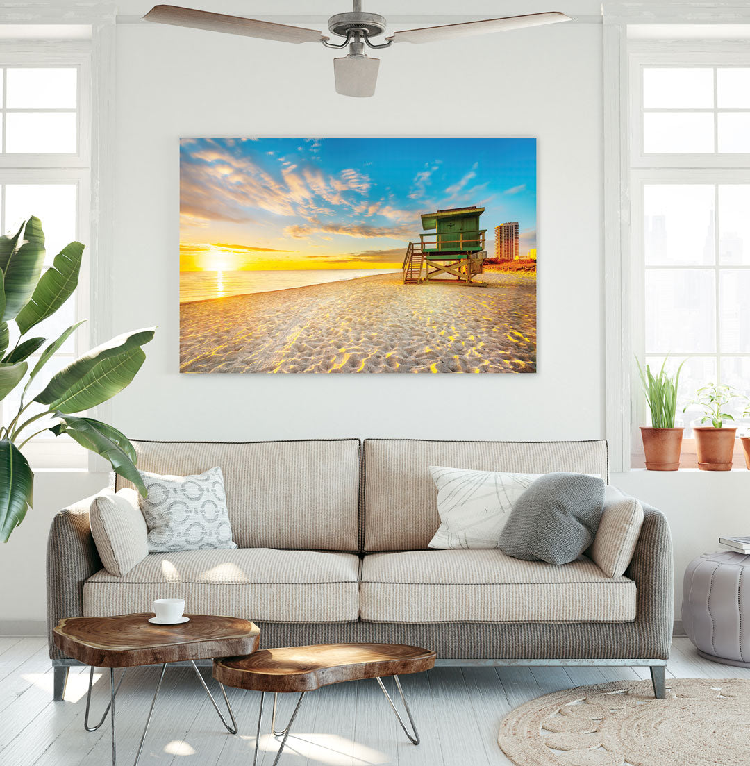 SOUTH BEACH Miami Sunrise Modern Acrylic Wall Art