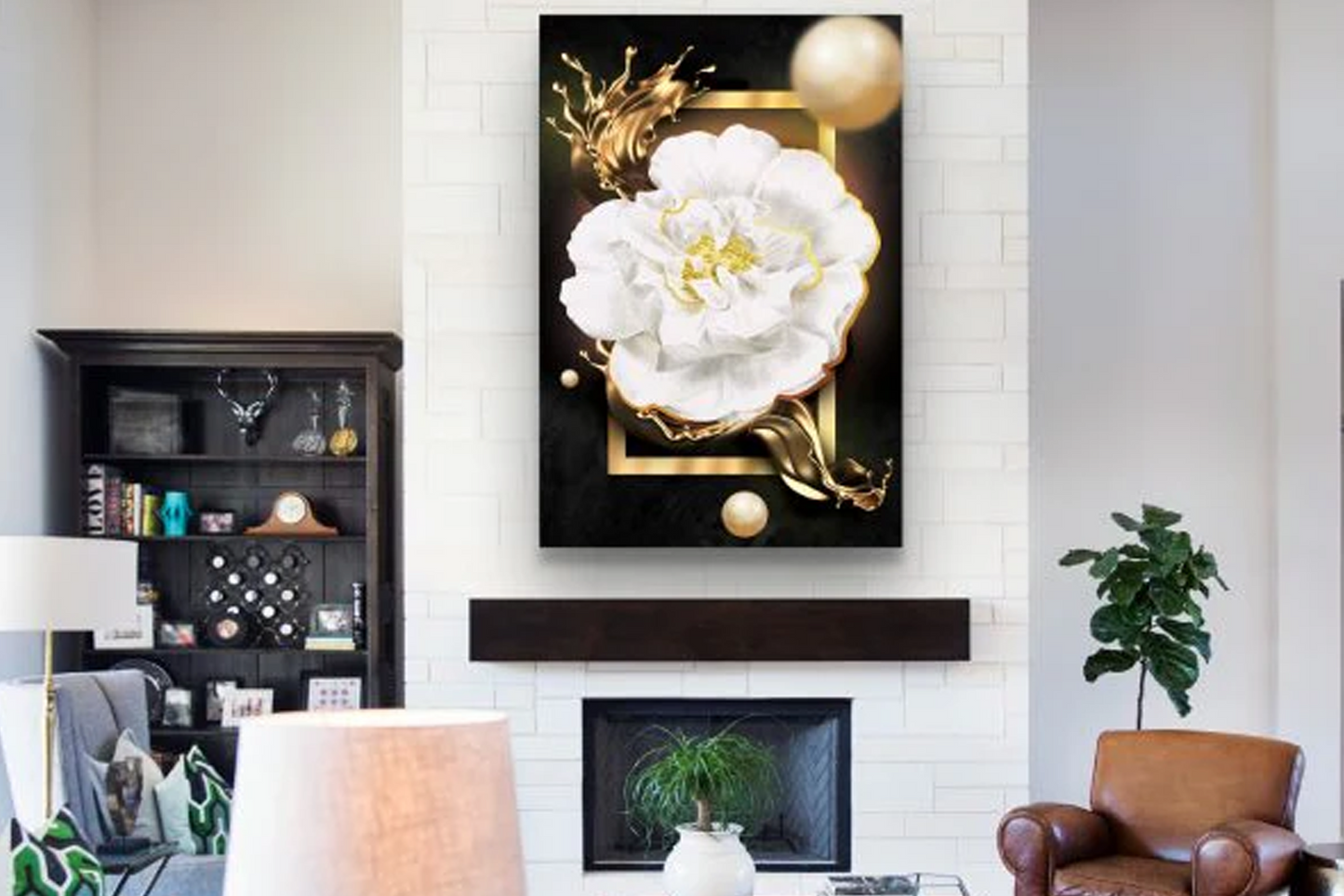 BLOOM White Flower Blossom Modern Acrylic Wall Art