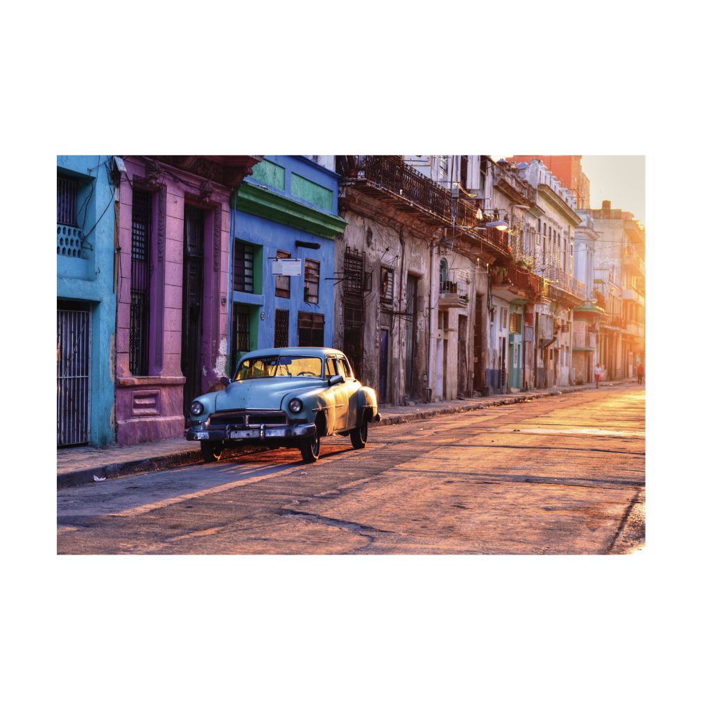 HAVANA Vintage Blue Car in Vieja Modern Acrylic Wall Art