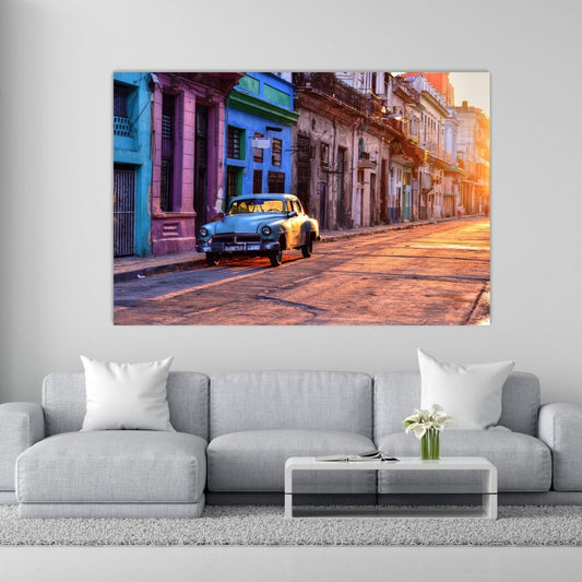 HAVANA Vintage Blue Car in Vieja Modern Acrylic Wall Art