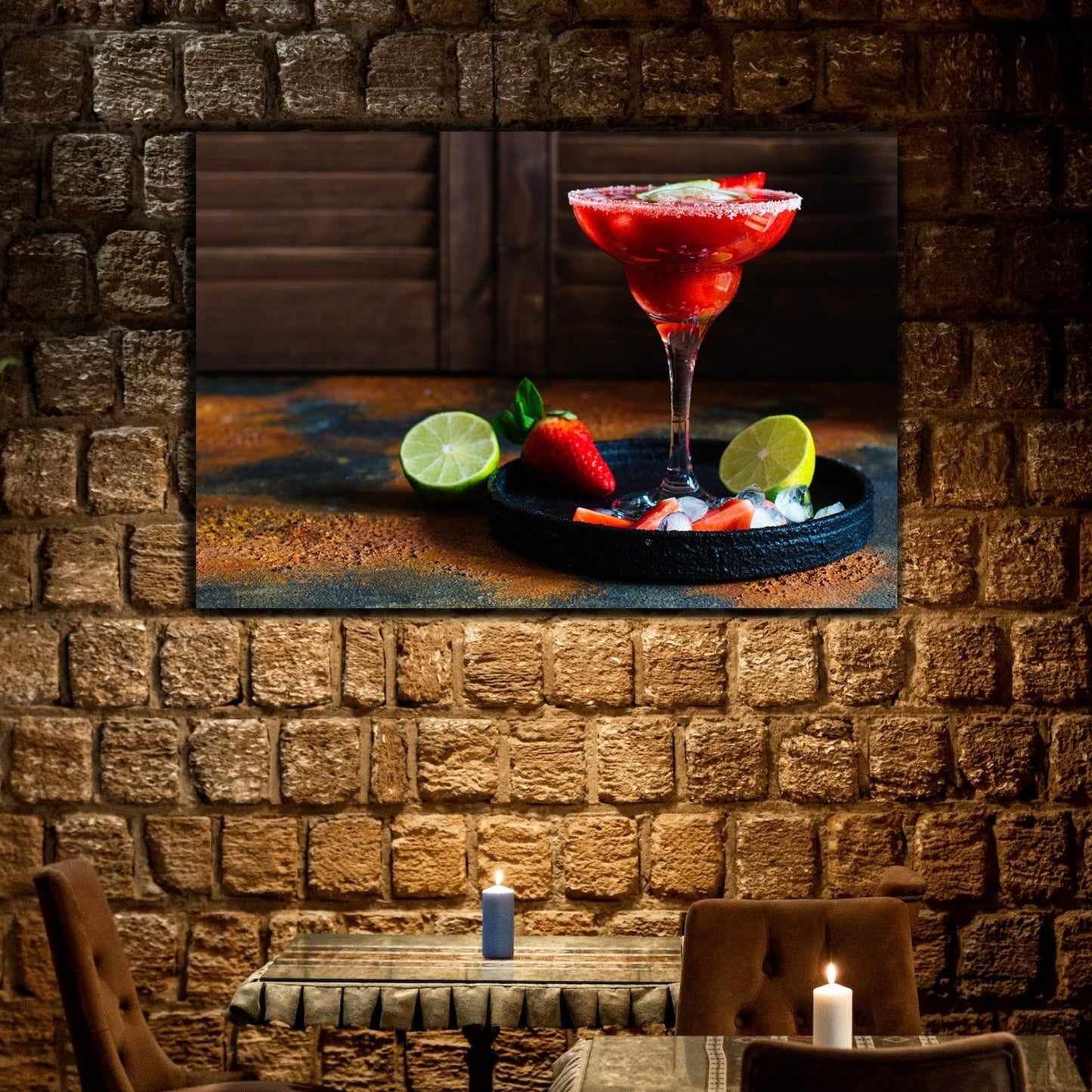 STRAWBERRY Cocktail Modern Acrylic Wall Art