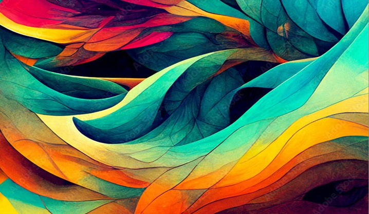 WAVES Colorful Organic Forms Modern Acrylic Wall Art