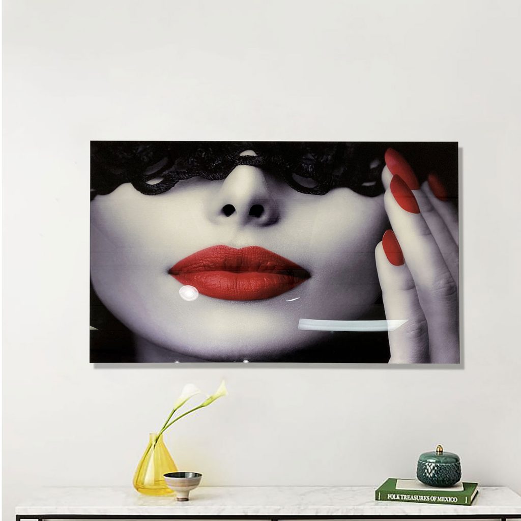 SCARLET Red-Lipped Beauty Portrait Modern Acrylic Wall Art