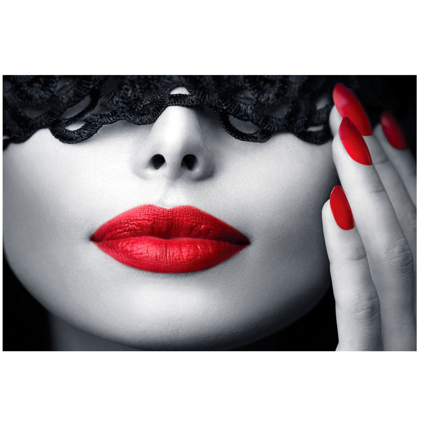 SCARLET Red-Lipped Beauty Portrait Modern Acrylic Wall Art