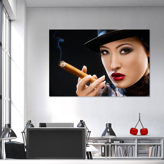 PIROX Lady with Cigar Tempered Glass Print