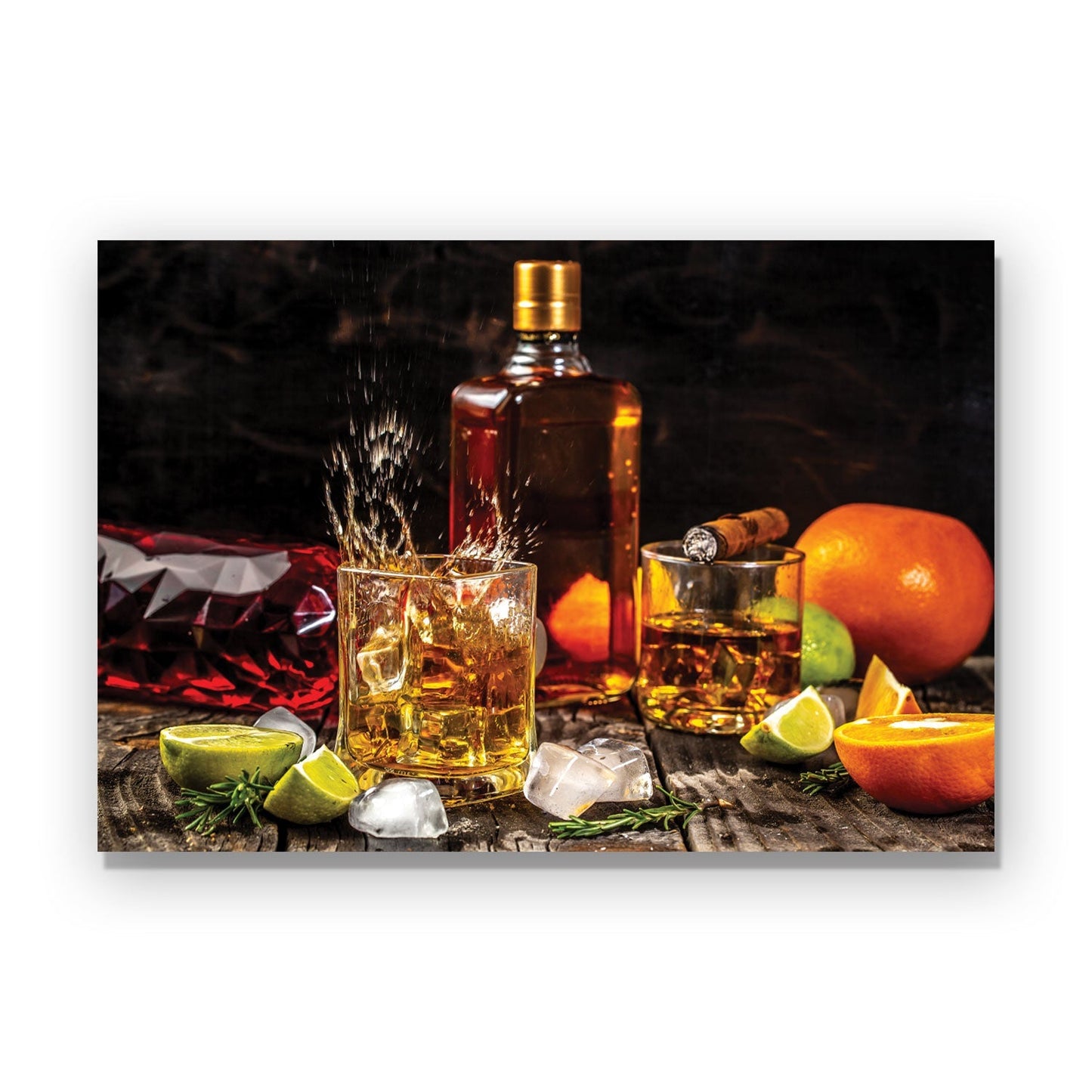 MIDNIGHT Whiskey Splashes on Dark Serenity Modern Acrylic Wall Art