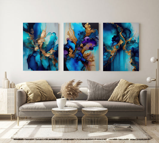 JAXON Blue Flower Splash Modern Wall Art TG