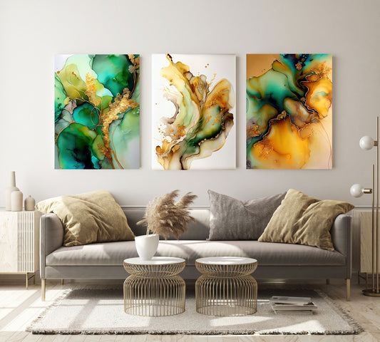 TRIMA Green Flower Splash Modern Wall Art TG