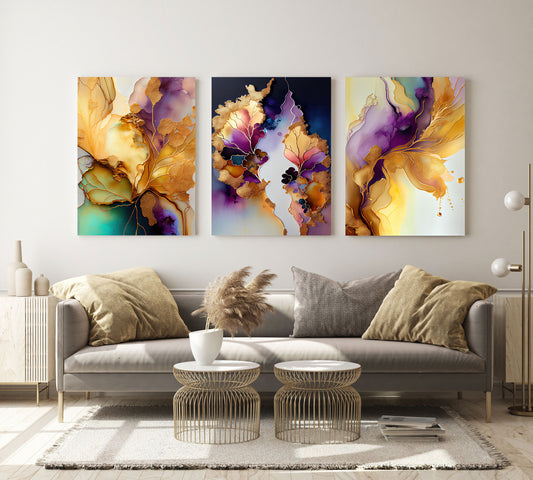 ZYNAR Purple Flower  Splash Modern Acrylic Wall Art