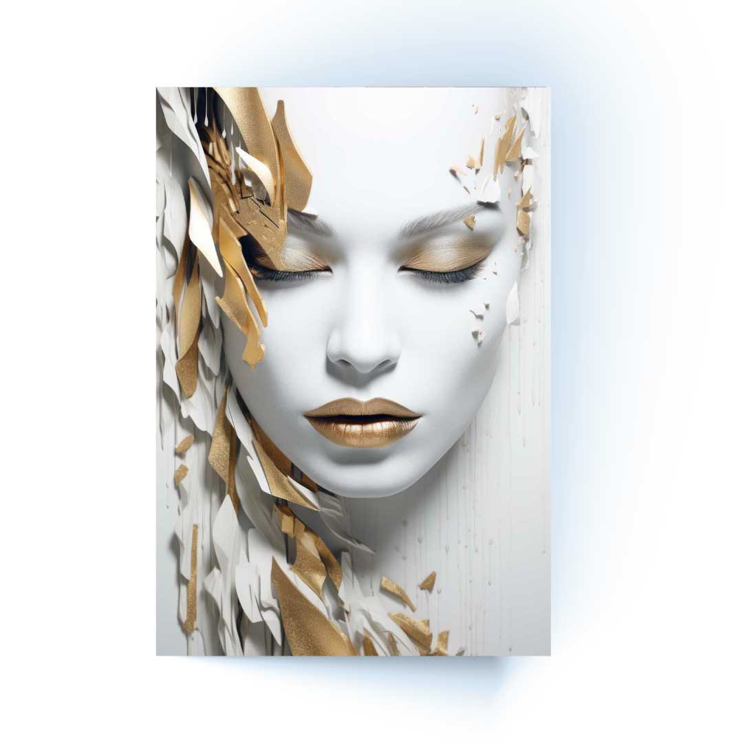 PLYLON Woman with Gold Splash Modern Acrylic Wall Art