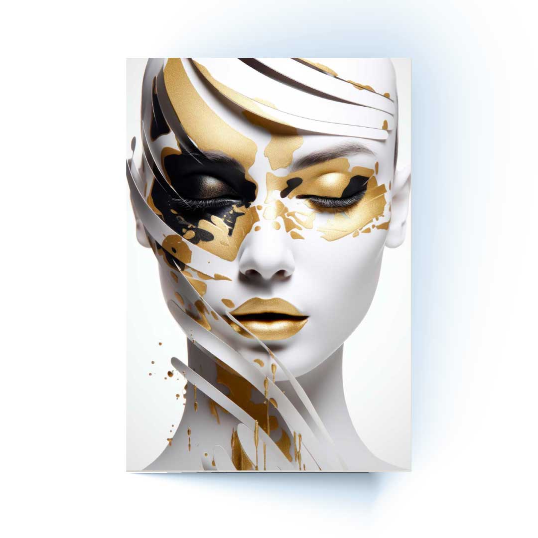 PLYLON Woman with Gold Splash Modern Acrylic Wall Art