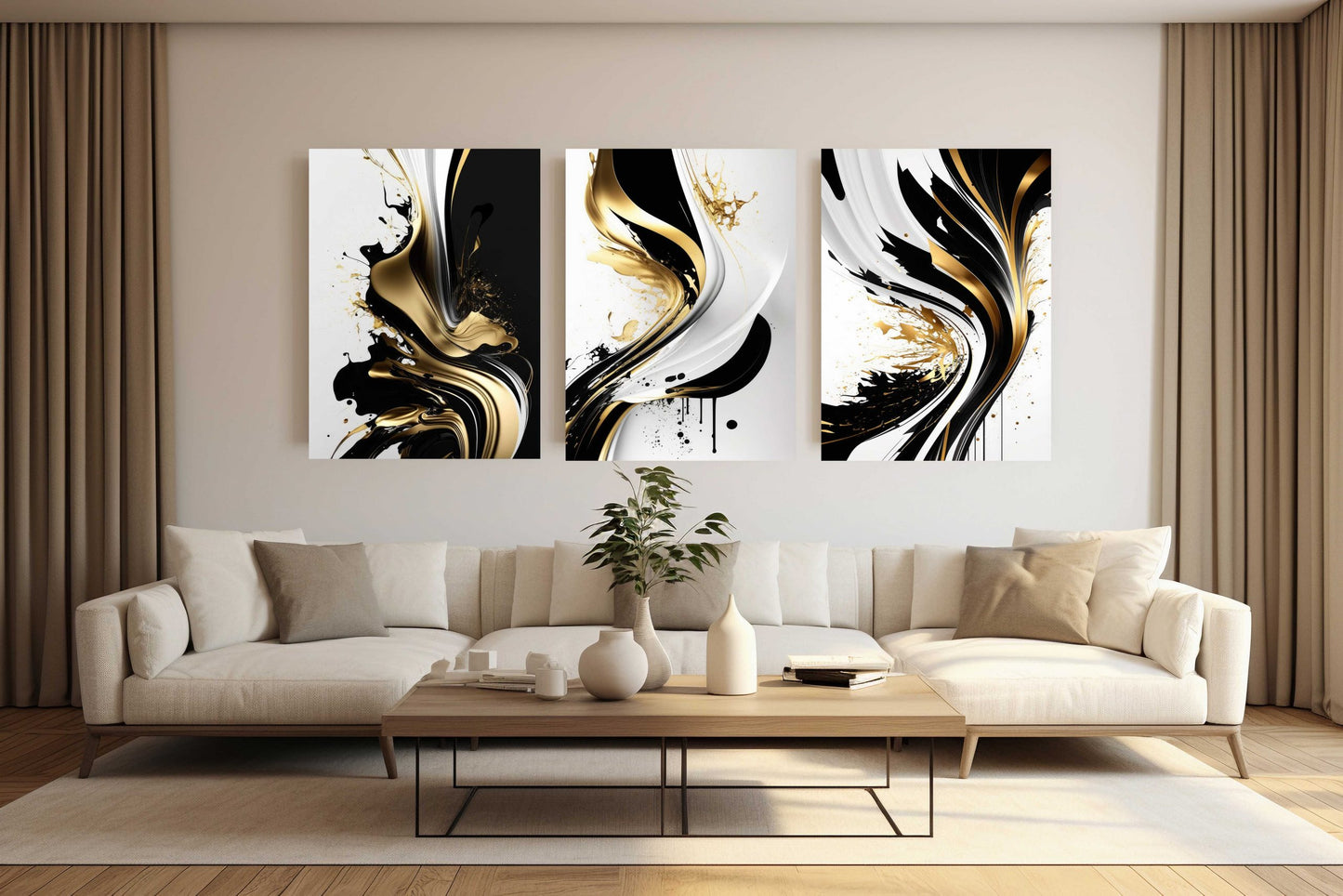 VERIC Gold Splash Modern Acrylic Wall Art