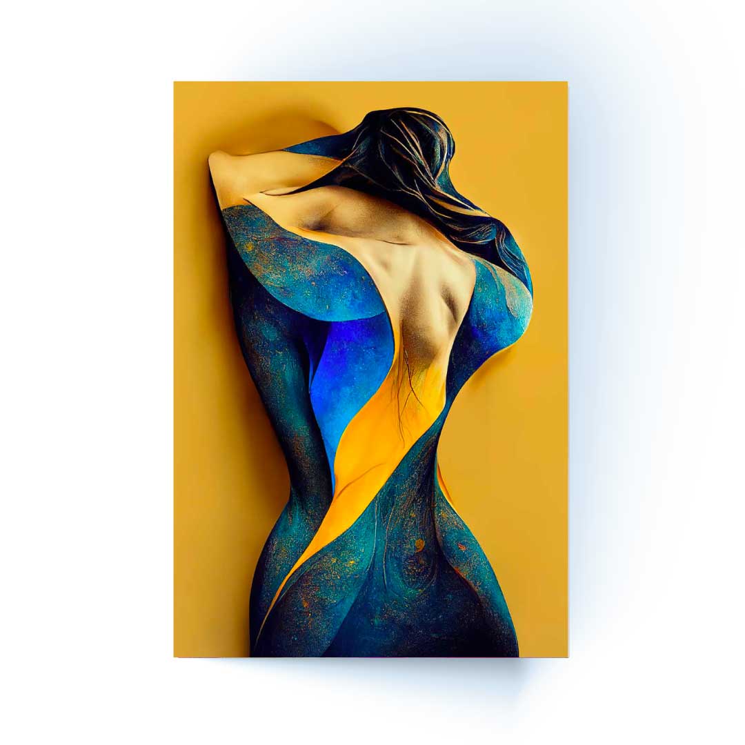 ZENTAR Blue Woman Silhouette Modern Acrylic Wall Art