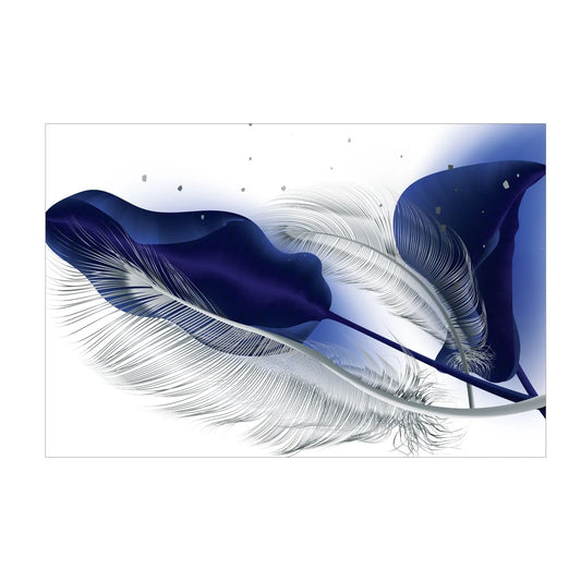 LEAVES Blue, Gold / Blue, Silver Feather Modern Acrylic Wall Art