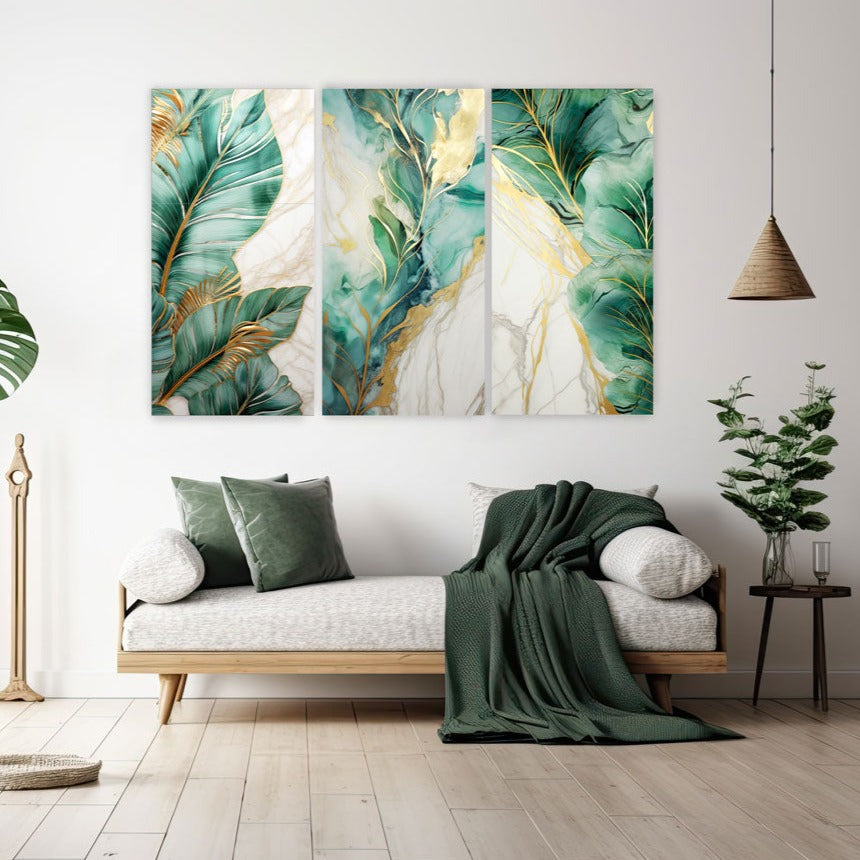 CALISTA II Green Leaves Modern Acrylic Wall Art