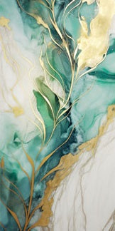 CALISTA II Green Leaves Modern Acrylic Wall Art