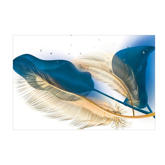 LEAVES Turquoise, Gold / Silver Feather Modern Acrylic Wall Art