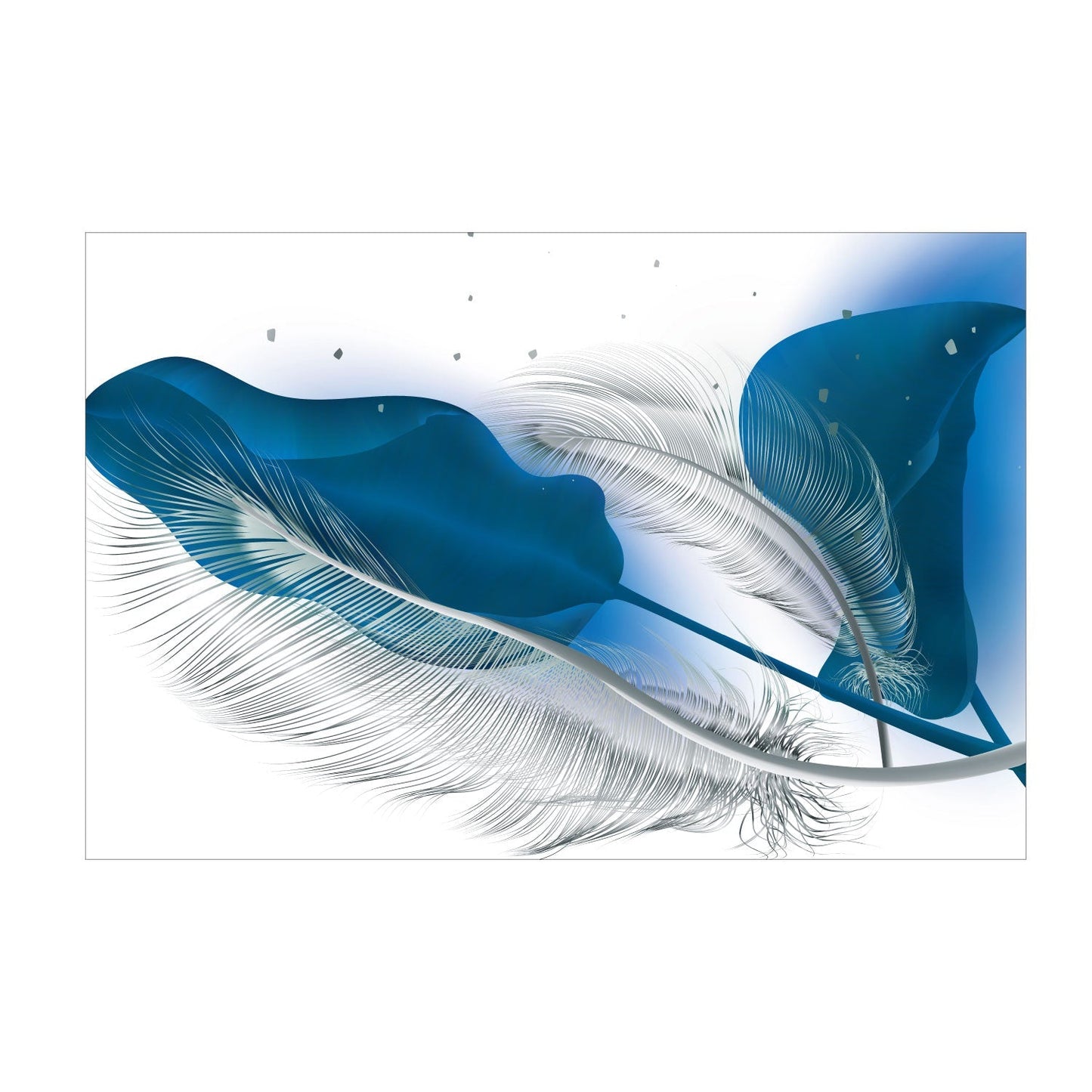 LEAVES Turquoise, Gold / Silver Feather Modern Acrylic Wall Art