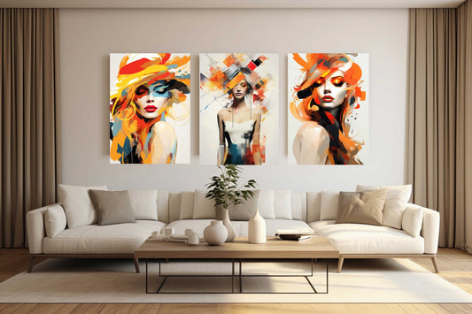 SYLON Woman with Colorful Hair Modern Wall Art TG