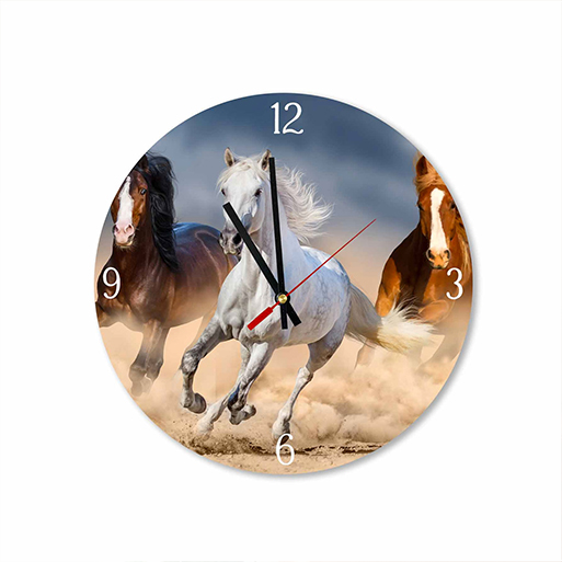 3 Horses Galloping – Acrylic Wall Clock – USA Acrylic – Florida
