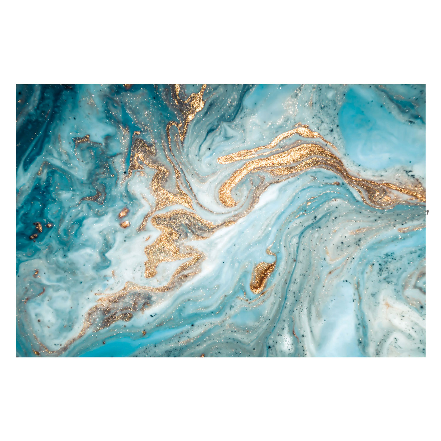 Abstract Blue and Gold Waves – Tempered Glass Art – USA Acrylic – Florida