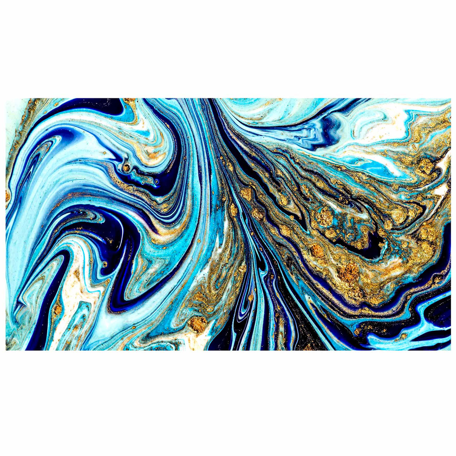 Blue and Gold Abstract – Tempered Glass Print – USA Acrylic – Florida