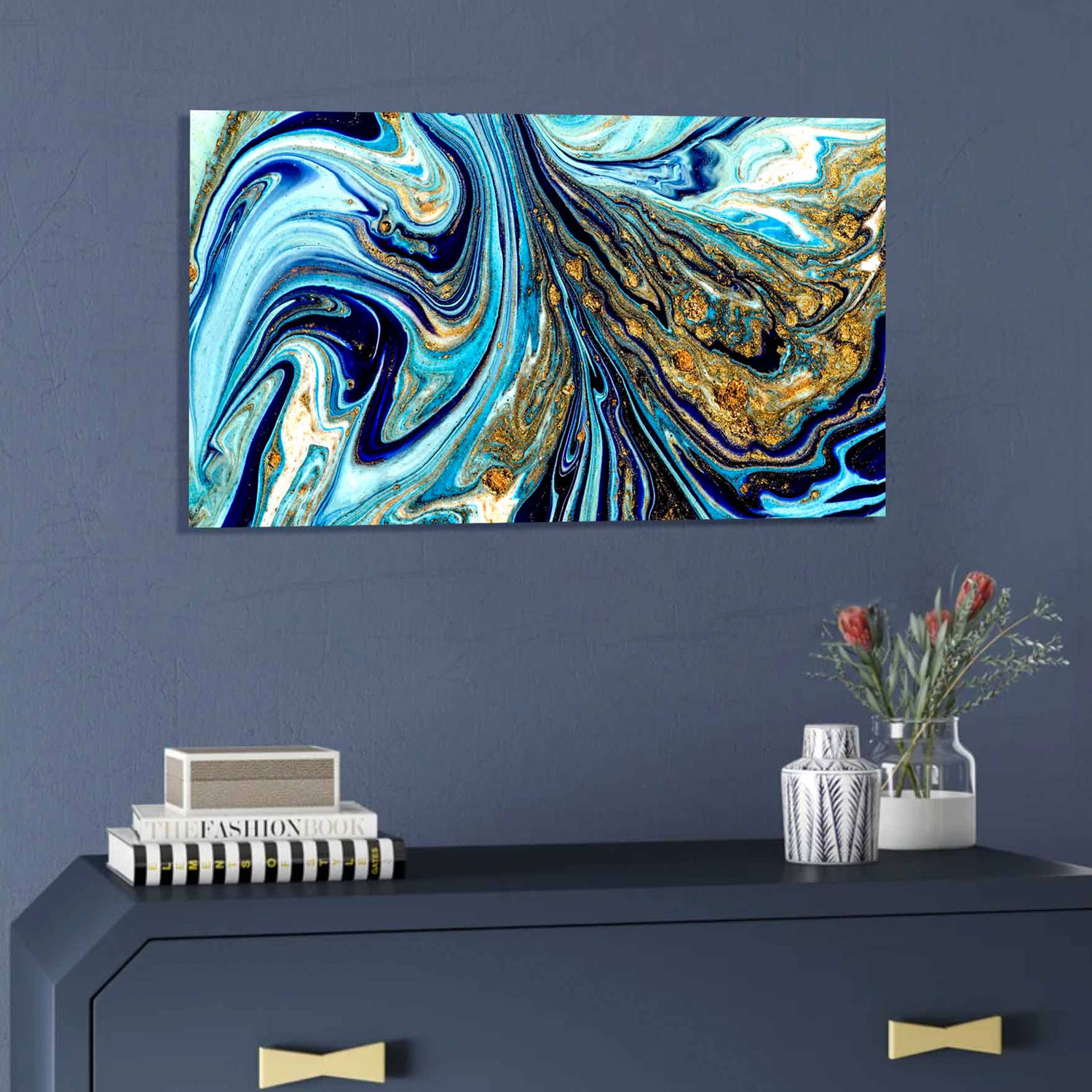 BLUE AND GOLD ABSTRACT TGA