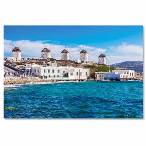 Windmills in Greece – Tempered Glass Print – USA Acrylic – Miami Lakes
