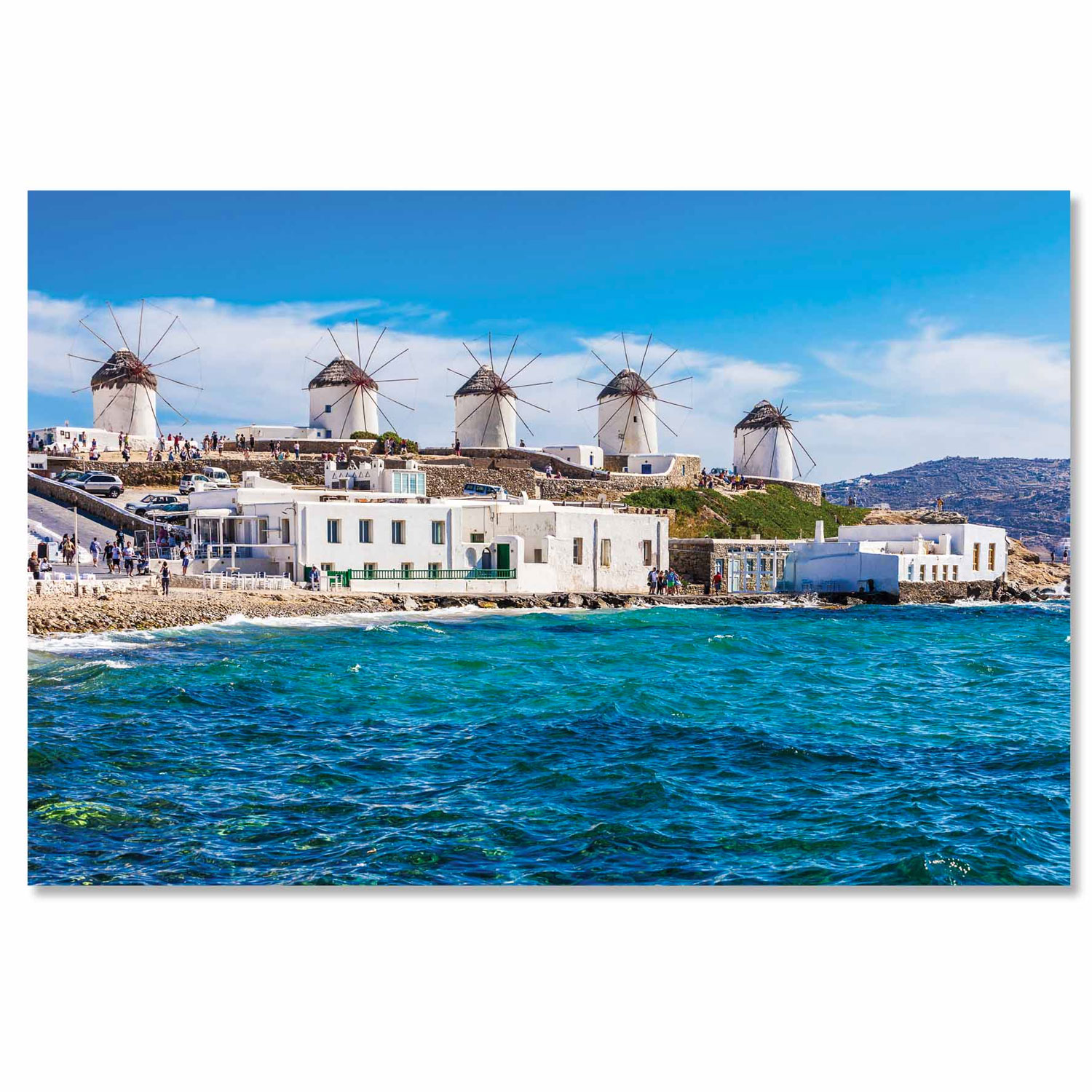 Windmills in Greece – Tempered Glass Print – USA Acrylic – Miami Lakes