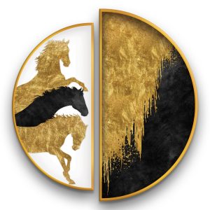 GOLDEN AND BLACK WILD HORSES